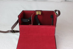 Vintage Minolta Red/Brown Leather Camera Bag - Minolta